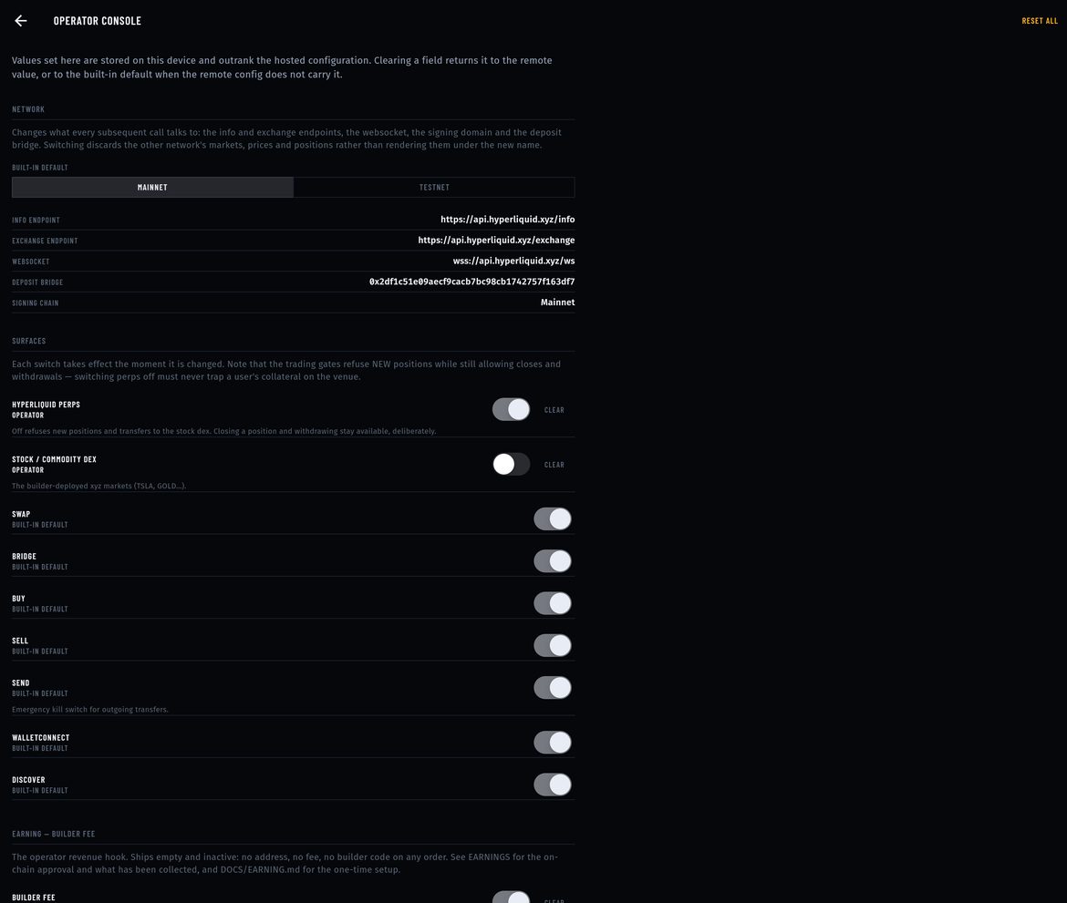 Operator console: network switch with endpoints, and the surface switches